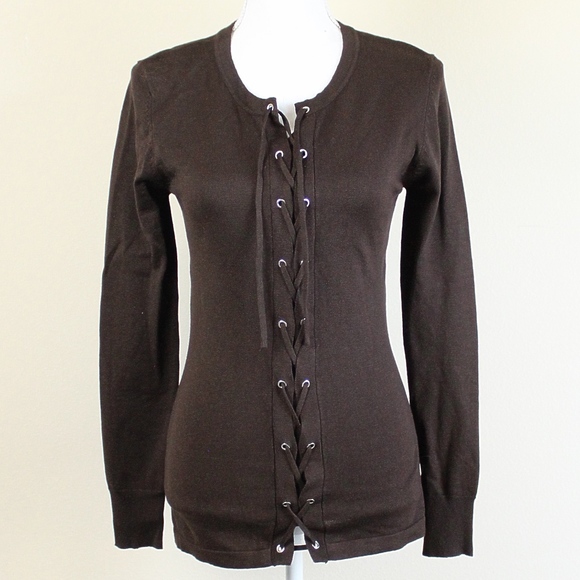VENUS Sweaters - VENUS Lace up Sweater NWOT Brown